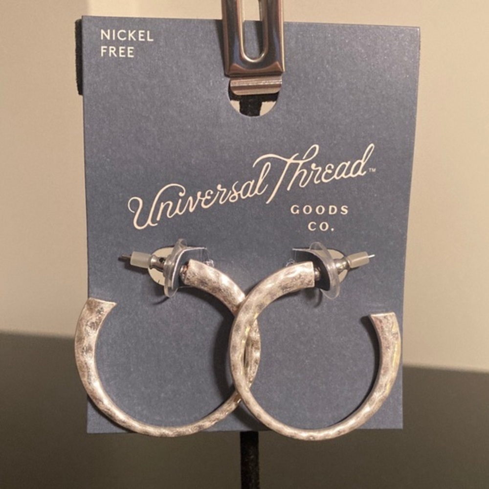 Universal Thread Textured Silver Hoop Earrings
